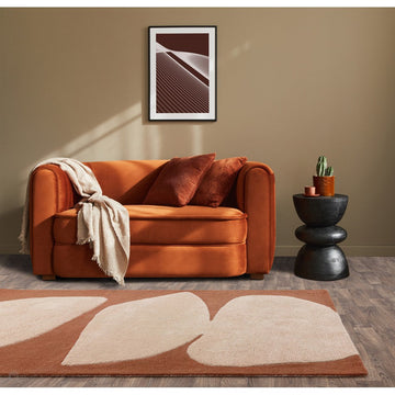 Canvas 05 Collage Modern Abstract Hand-Woven Wool Hi-Low Contrast Textured Low Profile Short Pile Terracotta/Beige/Peach Rug-Asiatic Carpets-Rug Love - The Most Loved Rug Store